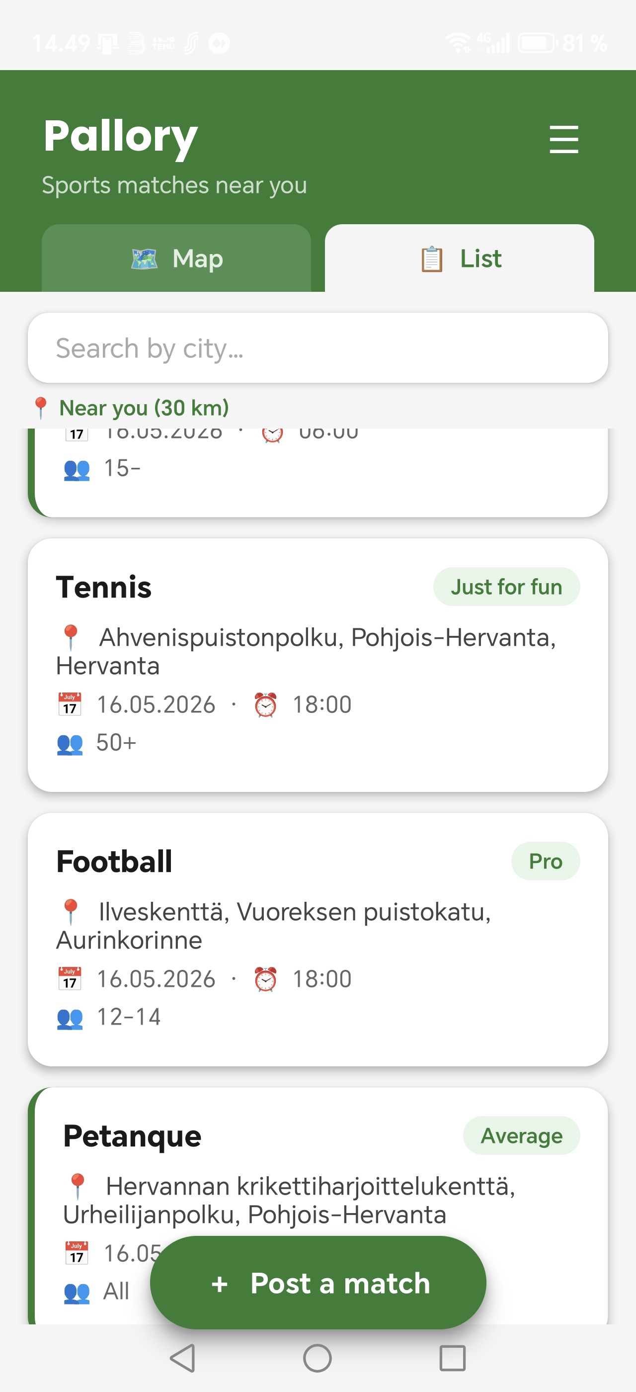 List view