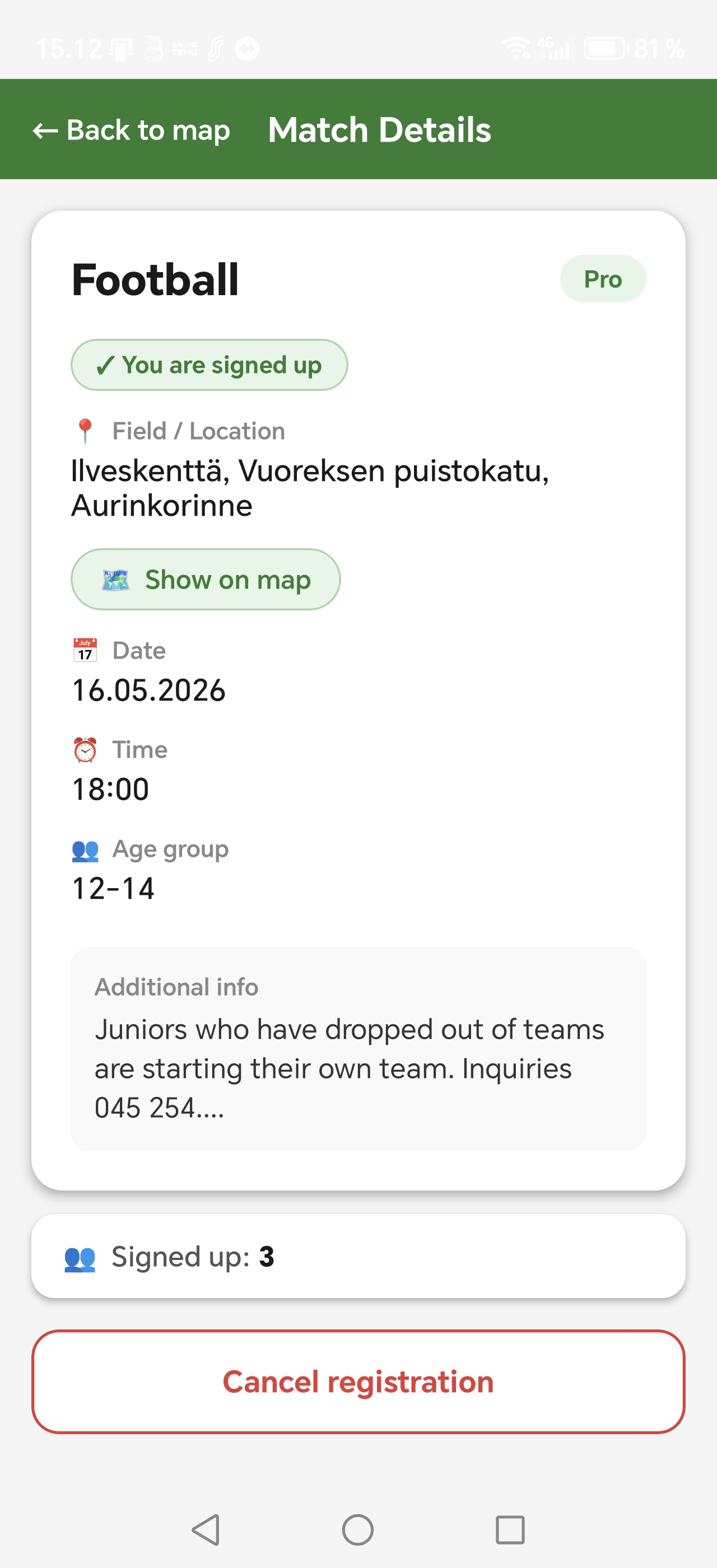 Cancel registration